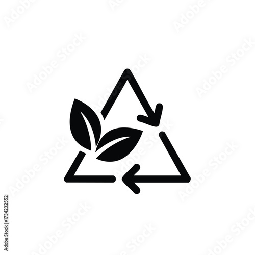 Recycling symbol with leaves representing eco-friendly practices and environmental sustainability concepts