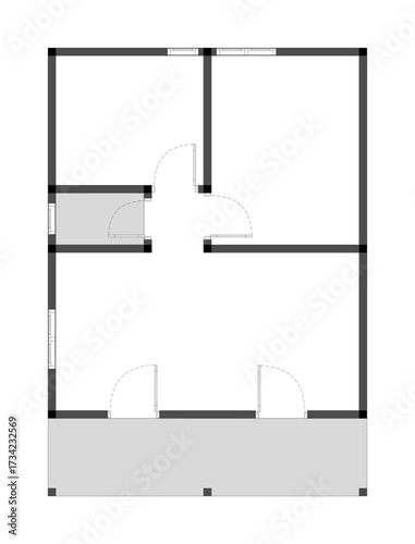 floor plan of a modern unfurnished house for your design. Suburban house vector blueprint. Architectural background. eps.