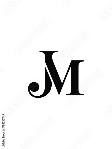 Elegant jm monogram logo design on white background