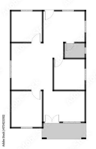 floor plan of a modern unfurnished house for your design. Suburban house vector blueprint. Architectural background. eps.