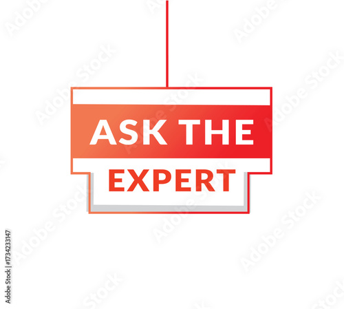 Ask the expert Vector Image icon. Hanging style banner. sign, symbol.