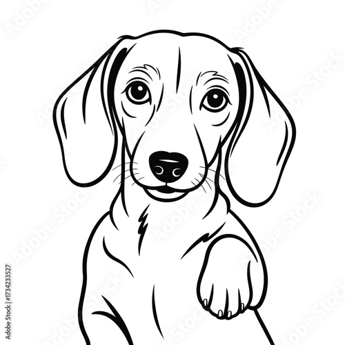 Adorable dachshund puppy with floppy ears and raised paw