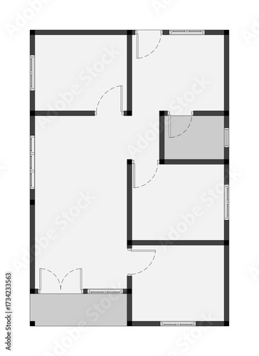 floor plan of a modern unfurnished house for your design. Suburban house vector blueprint. Architectural background. eps.