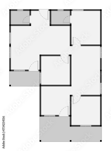 floor plan of a modern unfurnished house for your design. Suburban house vector blueprint. Architectural background. eps.