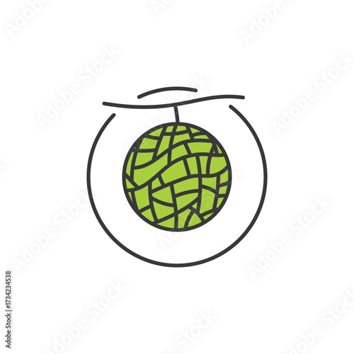 Green melon with netted texture and curved accents, ideal for summer harvest branding, fresh market signage, or tropical food packaging. Cool, juicy, and naturally crisp
