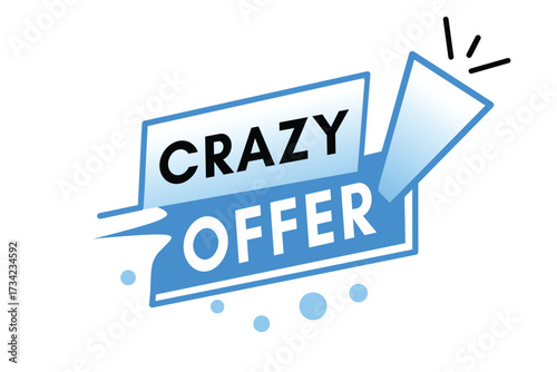 Crazy offer banner art colourful vector eps. Flat illustration for discount poster.