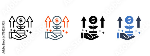Revenue Growth multiple icon style vector illustration