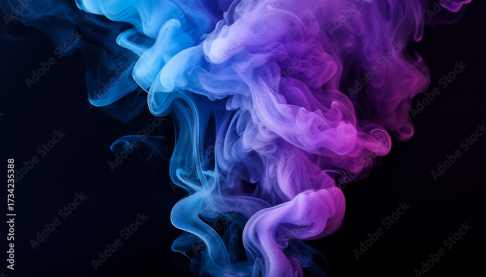 Obraz premium Vibrant Blue And Purple Smoke Clouds Against Black