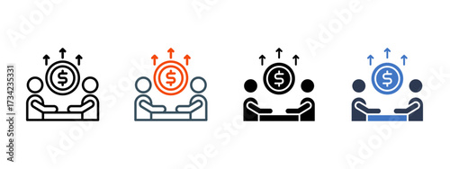 Investor Relations multiple icon style vector illustration