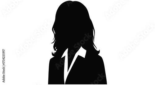 A striking black silhouette of a woman in a business suit silhouette