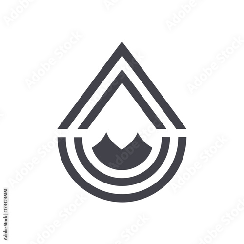 Dark gray abstract geometric shape resembling a mountain peak and water drop vector