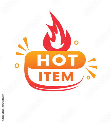 Hot item banner label shape colorful type art. Elements for Business ad. Eps vector graphic.