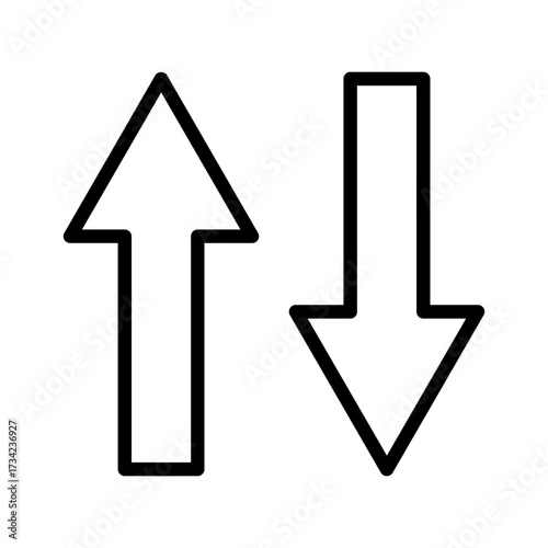 up and down arrows icon vector, Black large two way downward pointing solid arrow icon sketched as vector symbol.