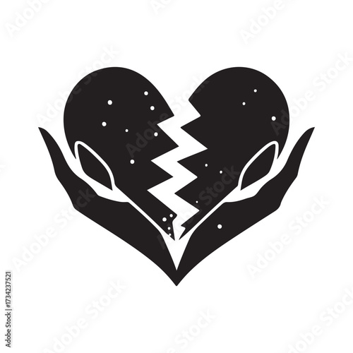 Broken Heart  Silhouettes  of a white background 