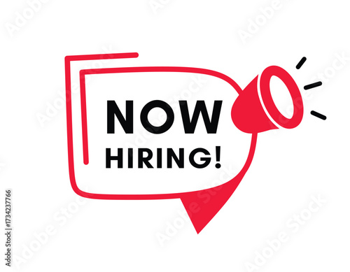 Now hiring, badge for colorful banner announcement design vector eps editable.