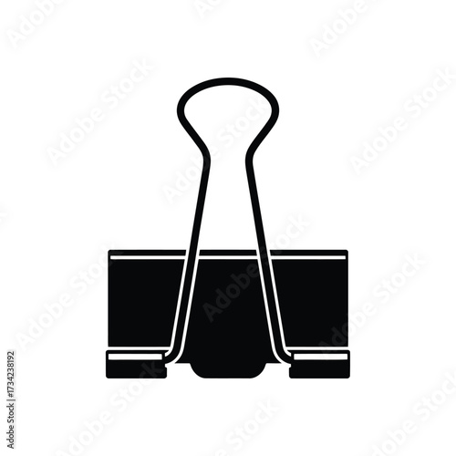 Black binder clip isolated on white background office supply