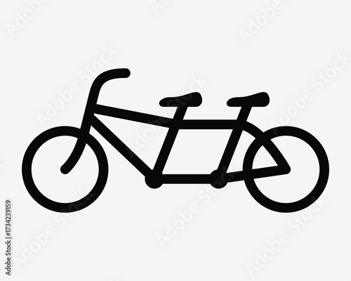 Two Person Bicycle Line Icon Tandem Bike Riding Urban Commute Circus Trick Double Pair Rider Teamwork Transport Ride Symbol Sign Outline Shape