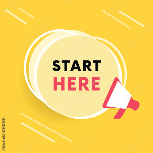 Start here symbol flat design vector offer banner, vector eps element.