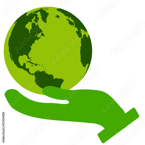 Green earth held gently in a caring hand