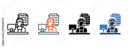 Secretary multiple icon style vector illustration