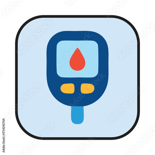 Diabetes Management Illustration: Blood Glucose Meter Icon for Health and Wellness Content