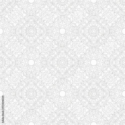 Intricate Symmetrical Geometric Line Art Seamless Pattern Background. EPS Editable