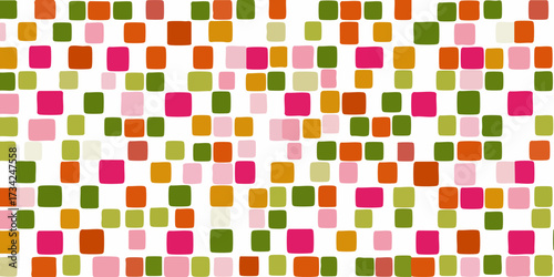 Colored blocks haphazardly arranged on white background