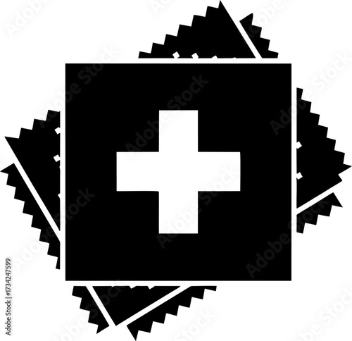 Black square cross symbol isolated