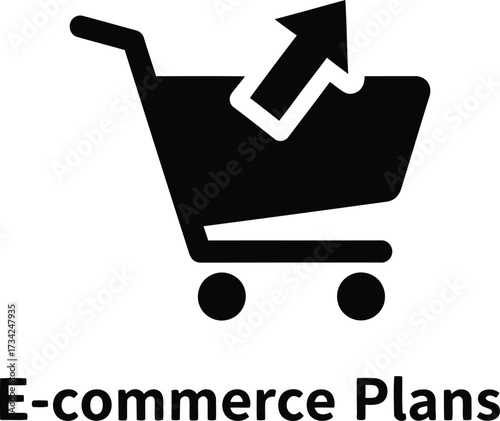 E commerce shopping cart icon with upward arrow for growth