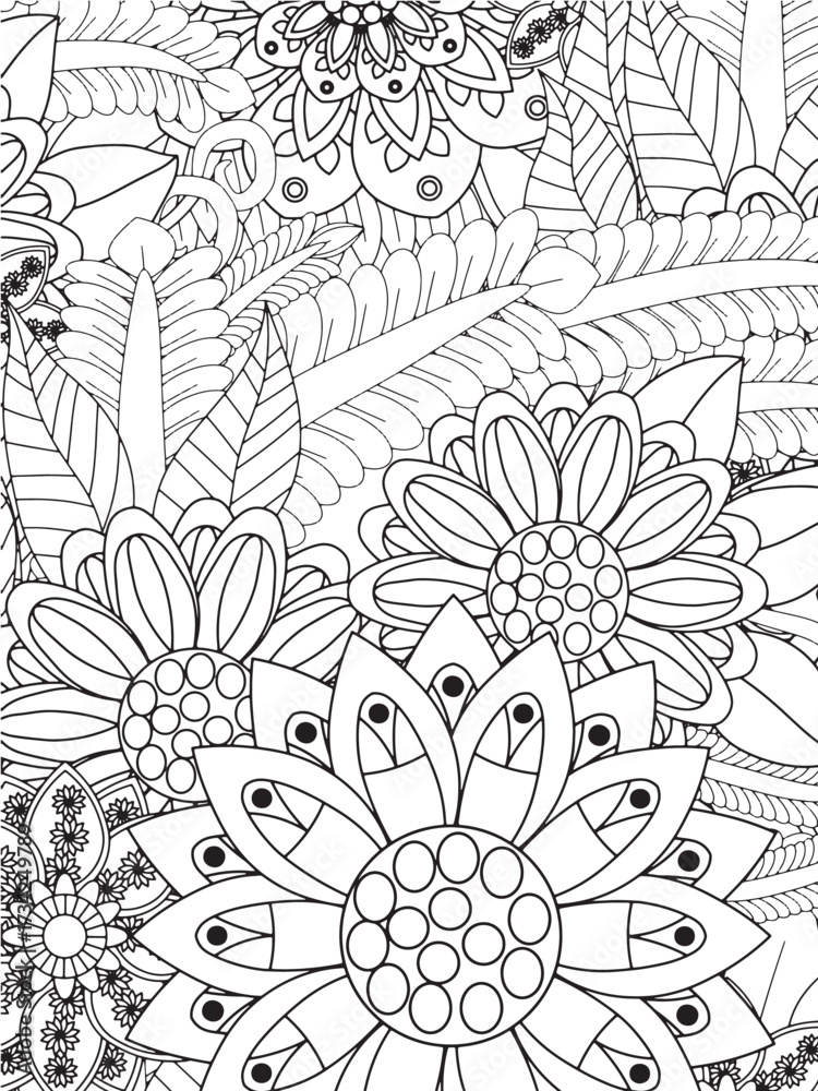 Obraz premium Relax with Flowers Coloring Sheets