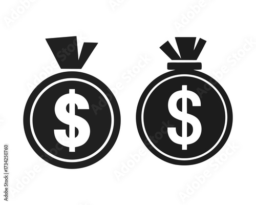 Gold bag with dollar currency sign, a vector illustration for finance, business, and savings icon