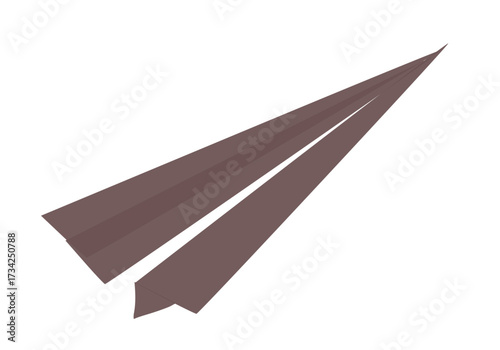 Brown paper airplane flying against a black background