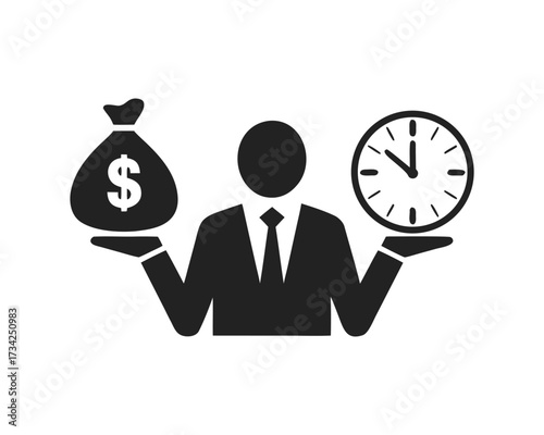 Professional Symbolizing Importance of Time Management and Wealth Creation in Business Decisions

