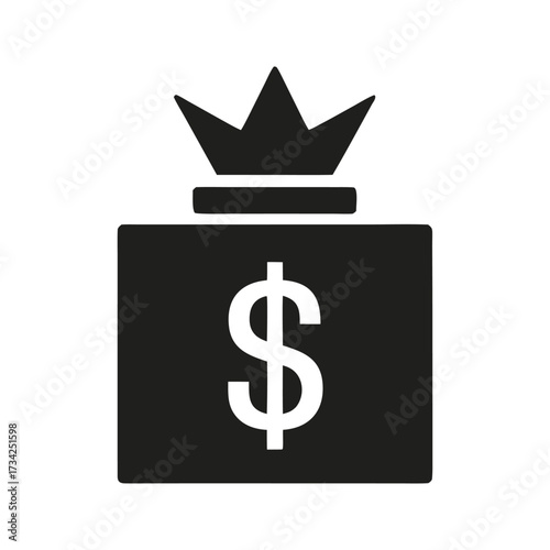Money Bag with Crown Wealth and Financial Success Icon
