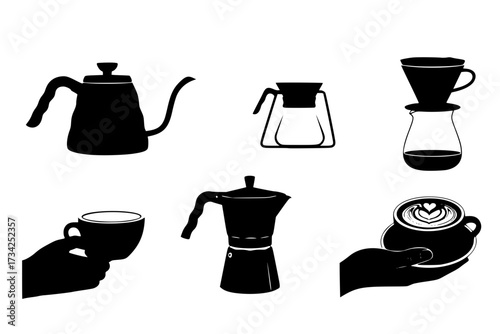 Cafécore at Home: A Vector Silhouette Set of Coffee Making Equipment