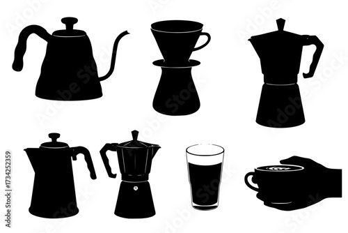 Cafécore at Home: A Vector Silhouette Set of Coffee Making Equipment