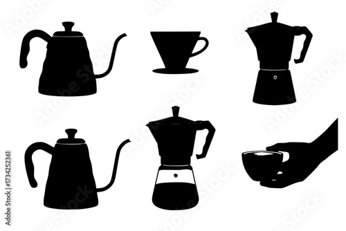 Cafécore at Home: A Vector Silhouette Set of Coffee Making Equipment
