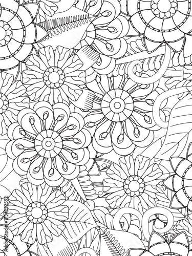 Relaxing Flower  Coloring Book pages for adults 