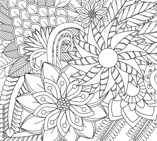 Relaxing Flower  Coloring Book pages for adults 