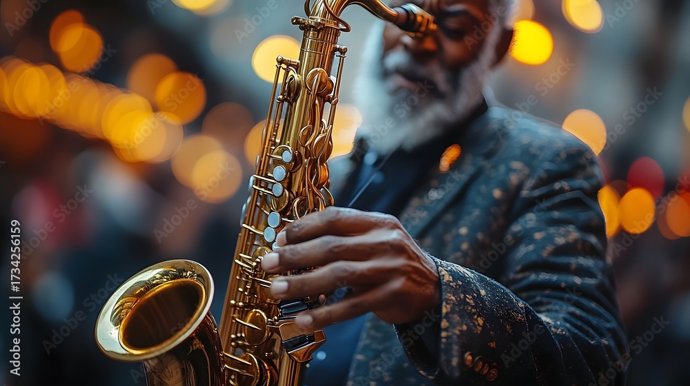 Obraz premium saxophone player on stage