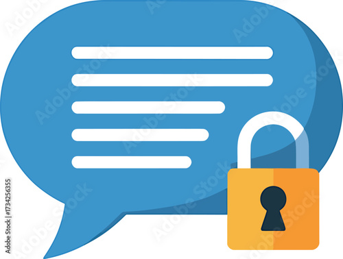 Secure Messaging and Data Protection. Privacy Chat Bubble with Lock
