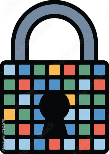 Color Coded Padlock Security Concept Combination Style Secret Puzzle Illustration