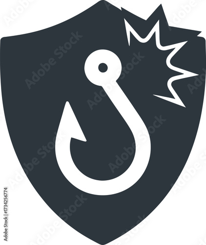 Cyber Crime Shield Attack Safety Protection Phishing Security Hook Illustration