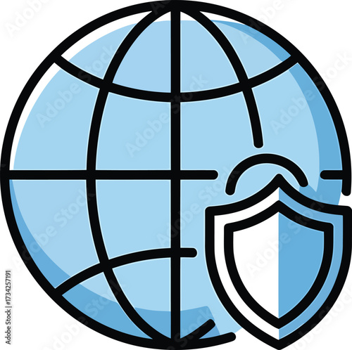 World Security Vector Illustration Shield Protecting International Connections Online