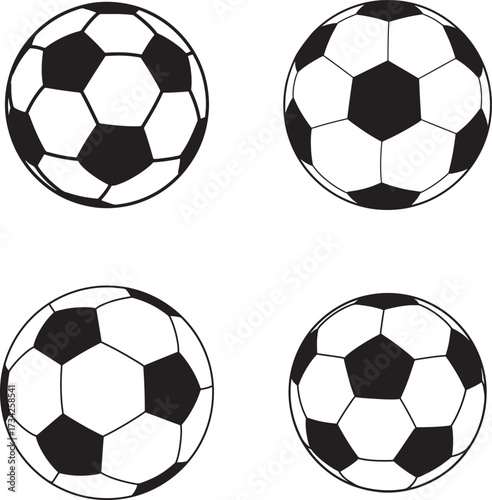 Set of  drawn sketch style soccer balls on a white background