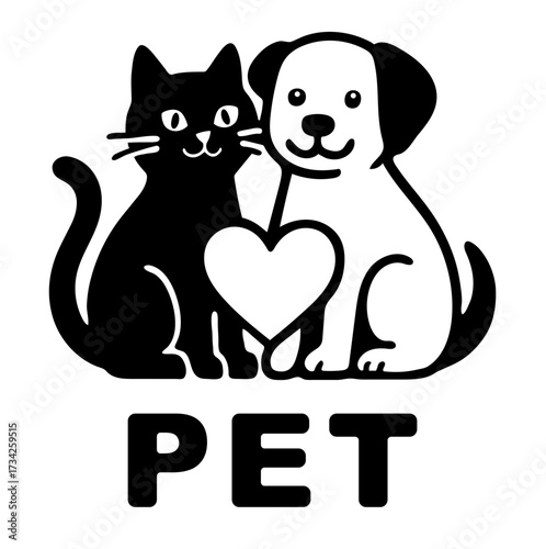 Cute vector illustration of a dog and cat showing love for pets