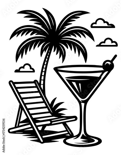 Enjoying a tropical cocktail by the beachside lounge chair