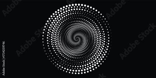 Vector dotted speed lines in vortex form. Geometric art. Segmented circle. Arc lines. Trendy design element for frame, round logo, sign, symbol, web, prints, posters, template, 