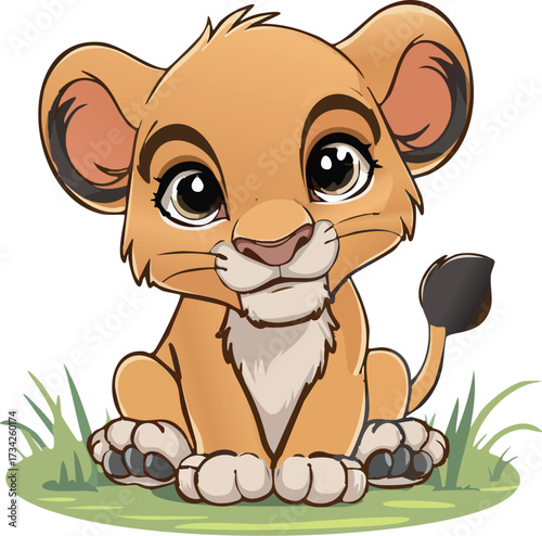 Cartoon Lion Cub Animal Icon for Asset