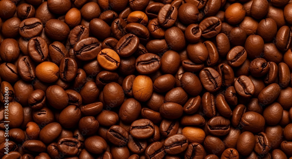 Fototapeta premium Roasted coffee beans background, aromatic and flavorful, perfect for coffee lovers